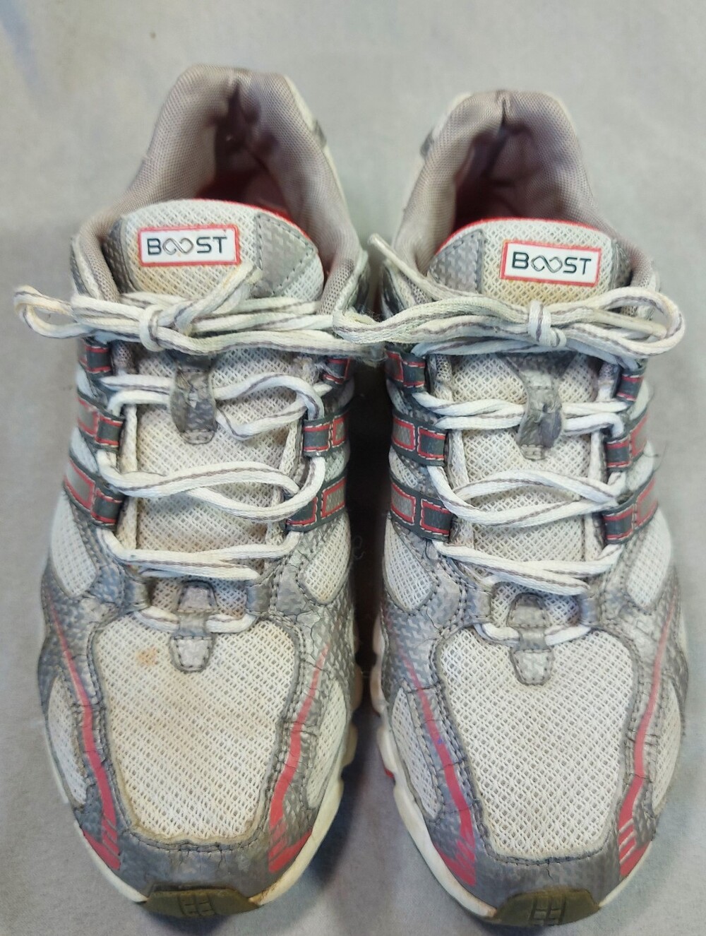 Adidas Boost Womens Red and Gray Running Shoes, 8.5